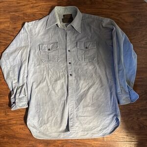 Eddie Bauer Long Sleeve Mountain Canvas shirt XXL Denim blue
